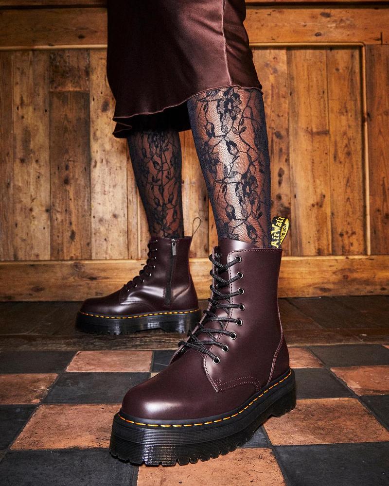 Dr Martens Jadon Smooth Leren Platform Laarzen Heren Bordeaux | NL 251CTV